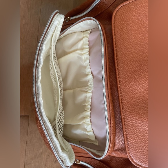 BROWN FAUX LEATHER DIAPER BACKPACK - Picture 4 of 6